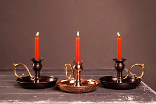 Handmade Dark Copper Candle Stick Holder | Vintage Copper Housewarming Gifts - Alfiq's Store