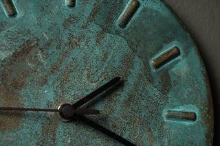 Handmade Green Patina Copper Wall Clock – 270mm Solid Copper Wall Art - Alfiq's Store