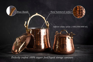 Handmade Pure Copper Canister Set| Coffee Tea Flour Food Safe Storage Box - Alfiq's Store