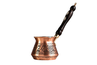 Handmade Pure Copper Turkish Coffee Pot with Wooden Handle – 400 ml Milk and Coffee Warmer - Alfiq's Store
