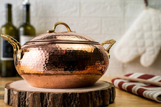 Handmade Solid Copper Cooking Pot with Lid & Brass Handle – Heavy Duty Casserole - Alfiq's Store