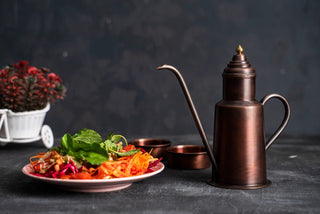 Red Matte Copper Olive Oil Dispenser Jug – 600ml Vintage Pouring Can for Kitchen & Table - Alfiq's Store