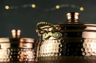 Set of 3 Single - Person Copper Cooking Pots – 850ml Handcrafted Solid Copper Casseroles - Alfiq's Store