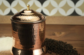 Set of 3 Solid Pure Copper Canister Set with Lid | 100% Copper Kitchen Storage Box | Copper Spice Jar Container - Alfiq's Store