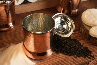 Set of 3 Solid Pure Copper Canister Set with Lid | 100% Copper Kitchen Storage Box | Copper Spice Jar Container - Alfiq's Store