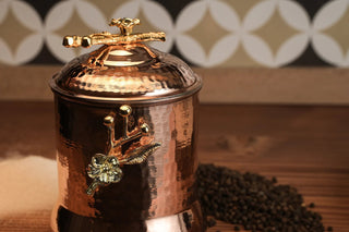 Set of 3 Solid Pure Copper Canister Set with Lid | 100% Copper Kitchen Storage Box | Copper Spice Jar Container - Alfiq's Store