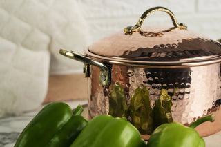 Solid Copper Cookware and Lid Set (Brass Handles) | Handmade Copper Kitchen Utensil - Alfiq's Store