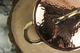 Solid Copper Cookware and Lid Set (Brass Handles) | Handmade Copper Kitchen Utensil - Alfiq's Store