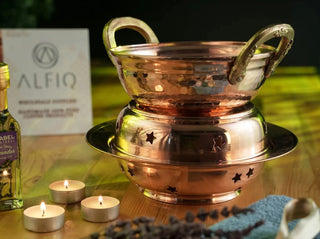 Solid Copper Massage Oil Warmer Pot Set – Ayurveda Therapy Spa Accessory - Alfiq's Store