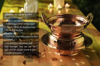 Solid Copper Massage Oil Warmer Pot Set – Ayurveda Therapy Spa Accessory - Alfiq's Store