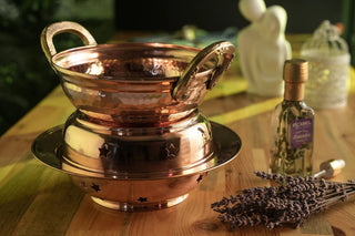 Solid Copper Massage Oil Warmer Pot Set – Ayurveda Therapy Spa Accessory - Alfiq's Store