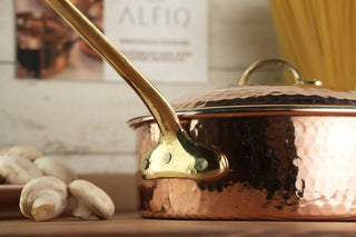 Solid Copper Saucepan with Lid | Handmade Copper Pan Cooking Pot | Handled Turkish Copper Kitchen Utensil Sets - Alfiq's Store