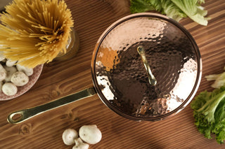 Solid Copper Saucepan with Lid | Handmade Copper Pan Cooking Pot | Handled Turkish Copper Kitchen Utensil Sets - Alfiq's Store