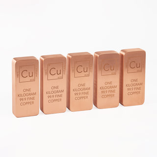 5 x 1kg (11 lb Total) Solid Copper Bars – 99.9% Fine Copper, Quality Certified