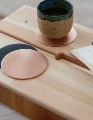 Handcrafted Copper and Verdigris Patina Coaster Set – Rustic Copper Verdigris Patina & Polished Copper Finish (Set of 2)