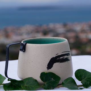 Hic Ceramics Medium Stoneware Cup with Removable Stainless Steel Handle