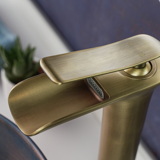 Antique Brass Tall Basin Mixer Tap, Solid Brass Faucet