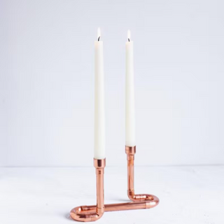 Handcrafted Copper Double Candle Holder - Handmade Copper Rustic Home Decoration
