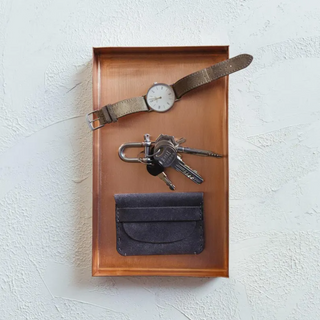 Handcrafted Brushed Copper Tray | Copper Small Key Wallet Holder Tray - Gift for Men
