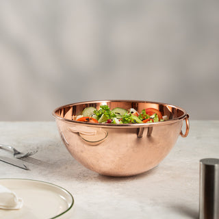 Handmade Copper Salad Bowl, 100% Solid Hammered Copper Serving Bowl