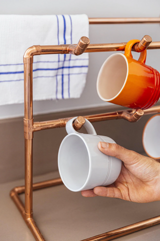 Handcrafted Copper Mug Holder - Industrial-Style Countertop Cup Organizer