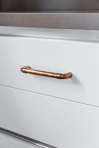 Handcrafted Rainbow Patina Copper Pipe Handle – Industrial Style Copper Drawer and Door Pulls