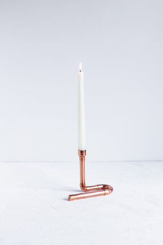 Industrial Copper Single Candle Holder
