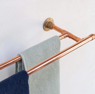 Handcrafted Copper Double Towel Rack | Handmade Copper Towel Bar for Bathroom and Kitchen