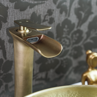Antique Brass Tall Basin Mixer Tap, Solid Brass Faucet