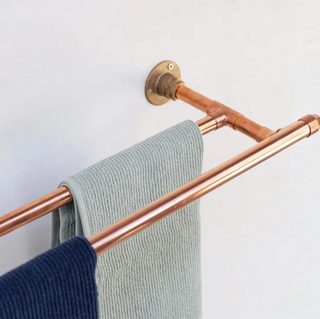 Handcrafted Copper Double Towel Rack | Handmade Copper Towel Bar for Bathroom and Kitchen 500 mm x 100 mm