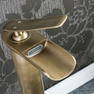 Antique Brass Tall Basin Mixer Tap, Solid Brass Faucet