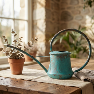 Annaffiatoio in rame massiccio per giardino | Vaso per fioriera in rame fatto a mano da 2000 ml | Modello con beccuccio lungo
