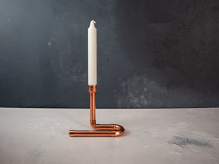 Industrial Copper Single Candle Holder