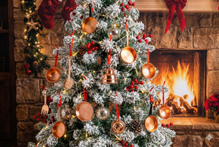 Set of 9 Hadnmade Copper Miniature Kitchen Utensils Set – Collectible Decor & Xmas Tree Festive Ornaments