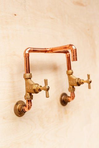 Industrial Copper Faucet with Dual Brass Valves