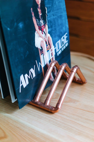 Handcrafted Copper Vinyl Record Stand - Stylish Minimalist LP Holder