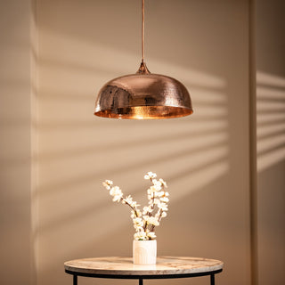 Handmade Dark Copper Dome Pendant Light with Customizable Accessories - Alfiq's Store
