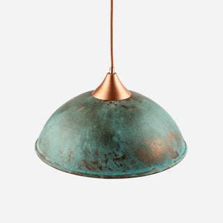 Handmade Hammered Copper Green Patina Pendant Light – Timeless Farmhouse Elegance - Alfiq's Store