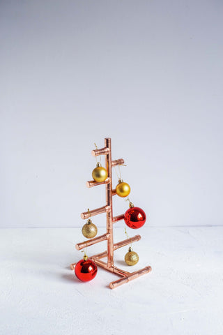 Handcrafted Copper Pipe Christmas Tree - Modern Minimalist Copper New Year Xmas Decor 170 mm x 300 mm