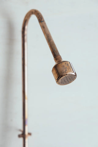 Rustic Solid Copper and Brass Outdoor Shower Fixture