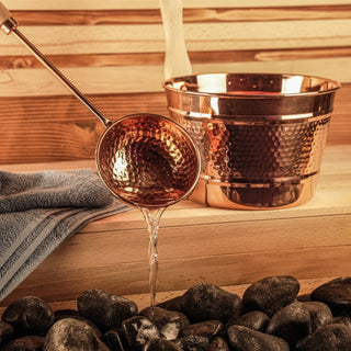 Hand - Hammered Large Copper Sauna Bucket & Ladle Set – 5L Capacity (Big Size) - Alfiq's Store