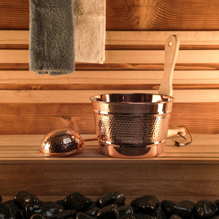 Hand - Hammered Large Copper Sauna Bucket & Ladle Set – 5L Capacity (Big Size) - Alfiq's Store