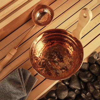 Hand - Hammered Large Copper Sauna Bucket & Ladle Set – 5L Capacity (Big Size) - Alfiq's Store