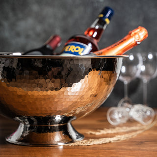 Handmade Hammered Copper Champagne Bowl & Copper Ice Bucket, Color Chrome - Alfiq's Store