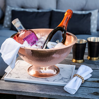 Handmade Hammered Copper Champagne Bowl & Copper Ice Bucket, Color Solid Copper - Alfiq's Store