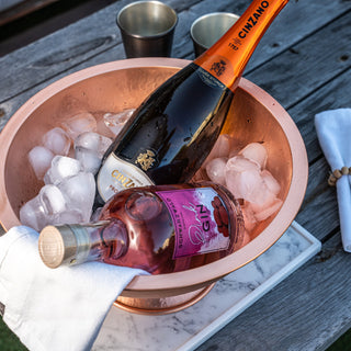 Handmade Hammered Copper Champagne Bowl & Copper Ice Bucket, Color Solid Copper - Alfiq's Store