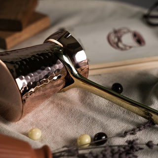 Hand - Hammered Copper Turkish Coffee Pot with Brass Handle – 250ml - Alfiq's Store