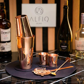 Handmade Copper Cocktail Set – Shaker, Shot Glasses, Spoon & Pick - Alfiq's Store