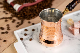 Handmade Copper Coffee Pot with Long Wooden Handle – 300ml Turkish Coffee Maker - Alfiq's Store
