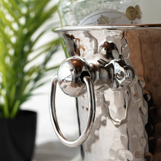 Handmade Chrome - Plated Copper Ice Bucket – Hammered Design with Ring Handles - Alfiq's Store